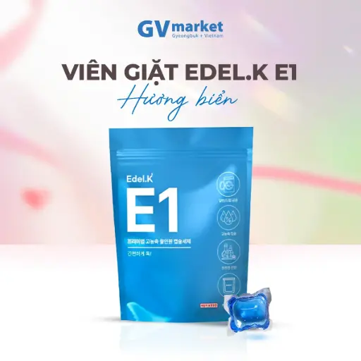 [DATE 04/09/2026] Viên Giặt Cô Đặc Edel.K E1 Hàn Quốc Hương Biển, Công Nghệ 7 Enzyme Sạch Sâu Bảo Vệ Màu và Sợi Vải 8g x 26 viên